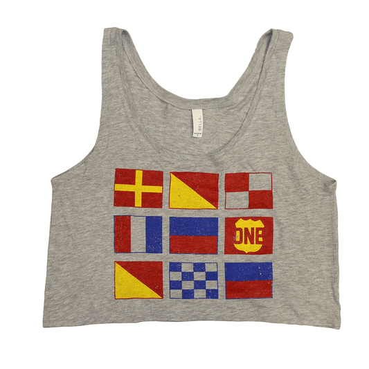 Boat Flag (Heather Grey) / Ladies Crop Tank - Route One Apparel