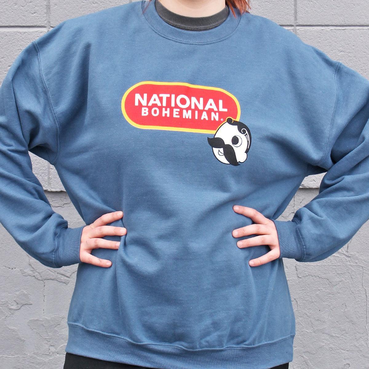 National Bohemian Beer (Indigo Blue) / Crew Sweatshirt - Route One Apparel