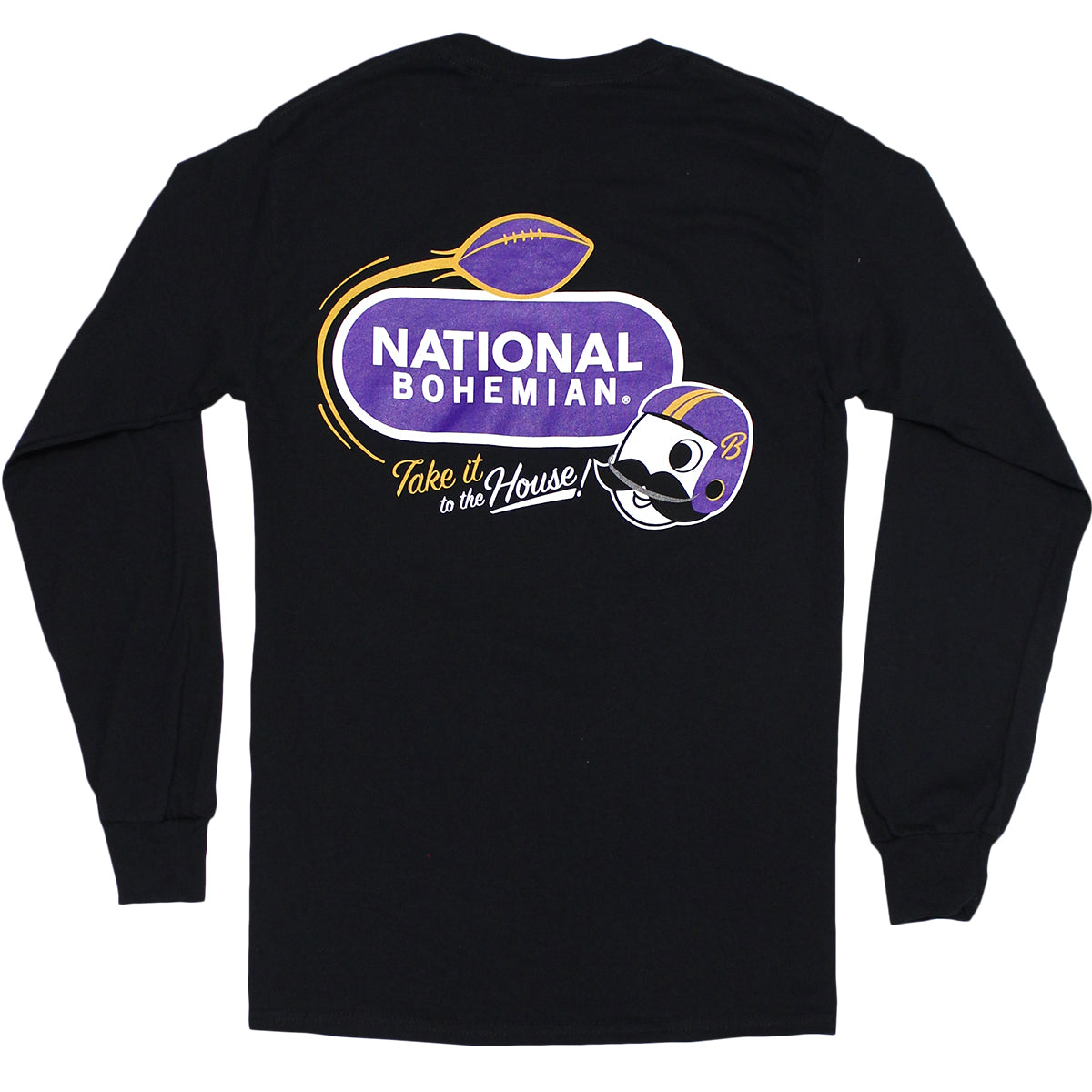 National Bohemian Football (Black) / Long Sleeve Shirt - Route One Apparel
