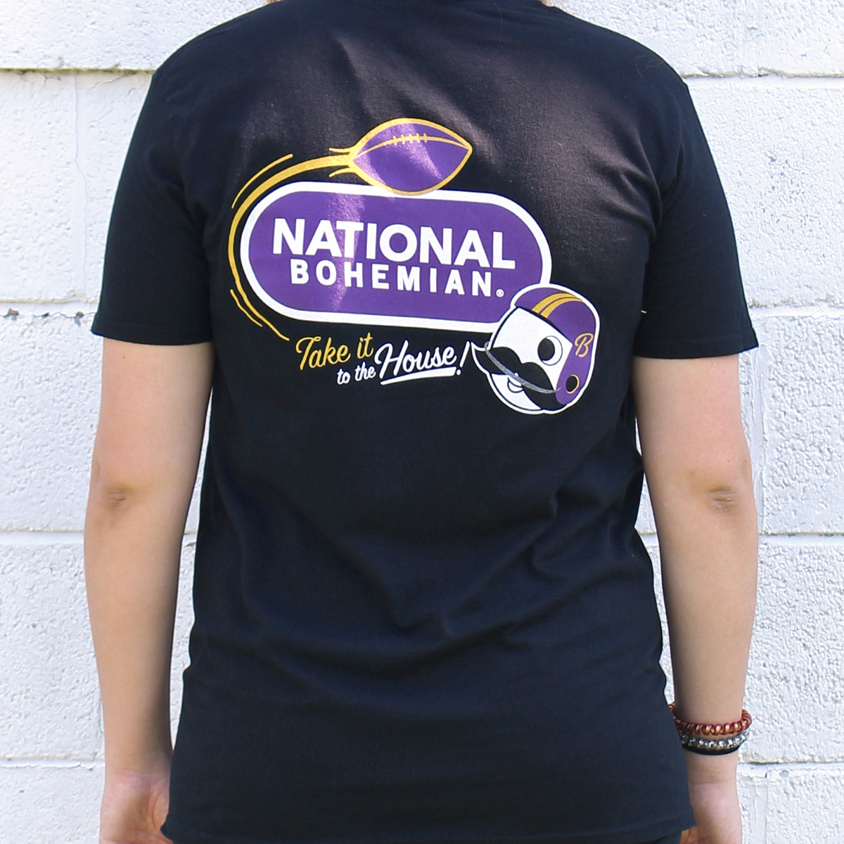 National Bohemian Football (Black) / Shirt - Route One Apparel