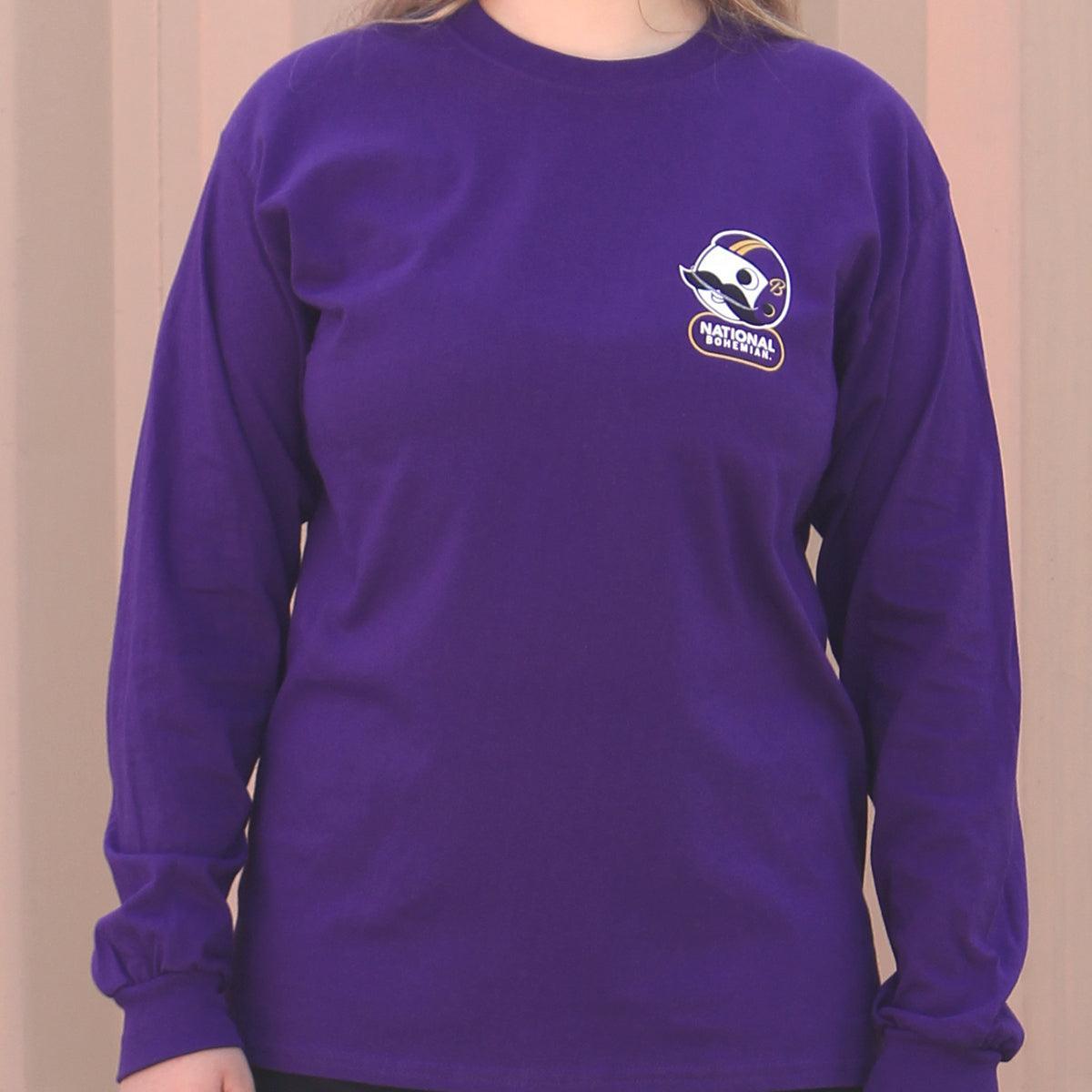 National Bohemian Football (Purple) / Long Sleeve Shirt - Route One Apparel