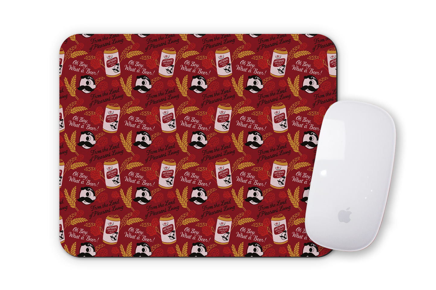National Bohemian Hops & Can Pattern (Burgundy) / Mouse Pad - Route One Apparel
