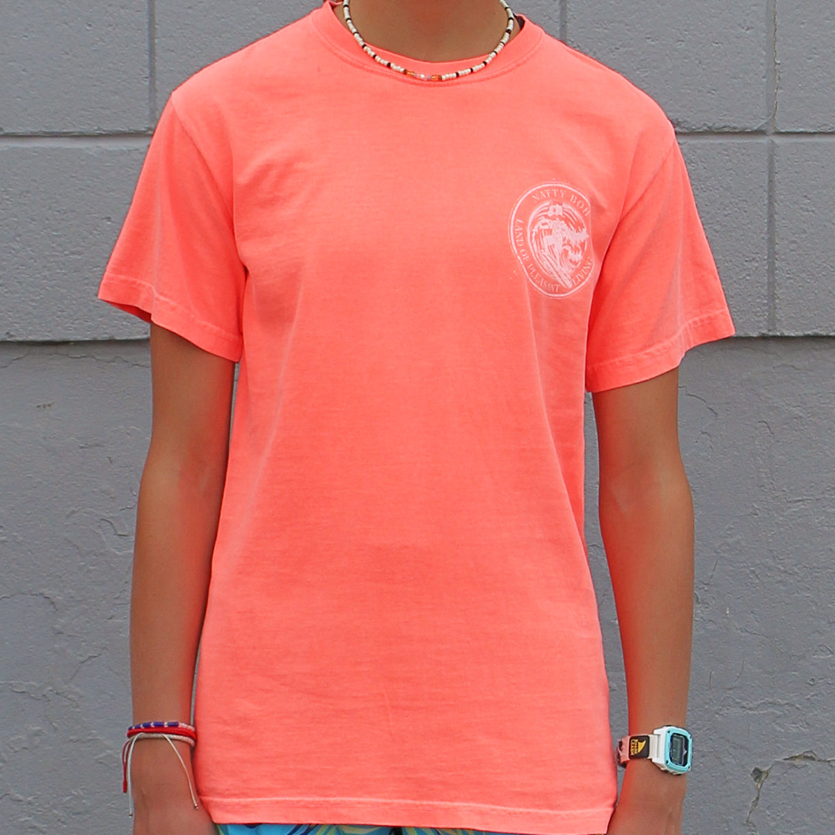 Natty Boh Surfer Dude Land of Pleasant Living (Neon Red Orange) / Shirt - Route One Apparel