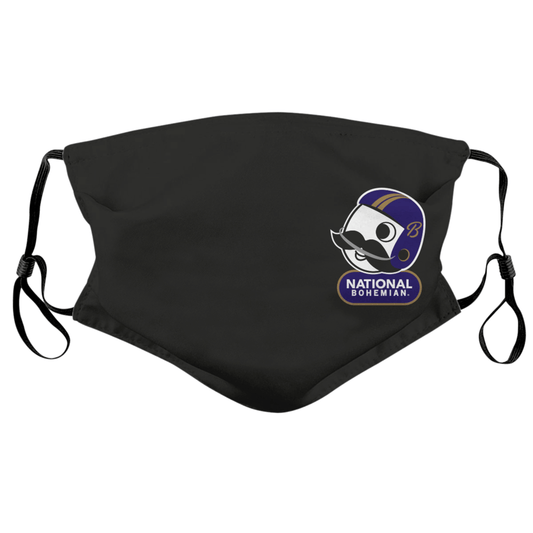 Side Natty Boh Football Player Logo (Black) / Face Mask - Route One Apparel