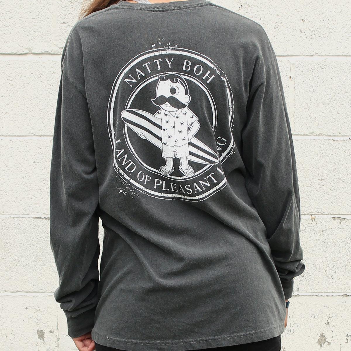 Natty Boh Surfer Dude Land of Pleasant Living (Pepper) / Long Sleeve Shirt - Route One Apparel