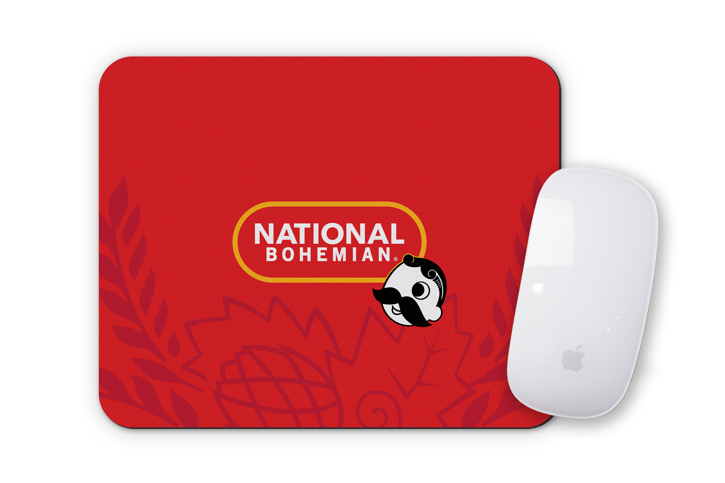 National Bohemian Pill Logo w/ Hops (Red) / Mouse Pad - Route One Apparel
