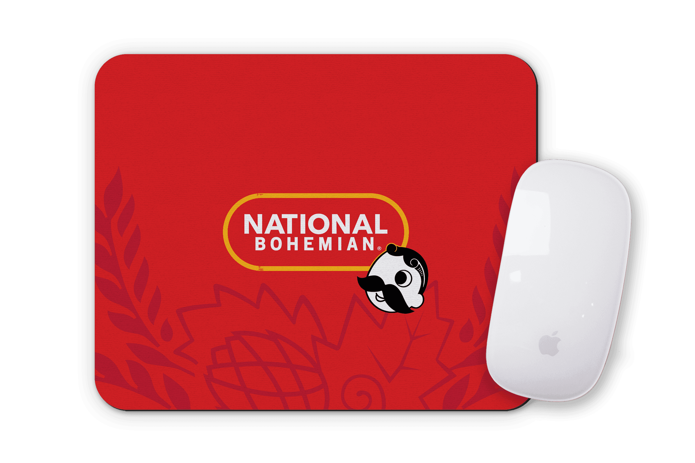 National Bohemian Pill Logo w/ Hops (Red) / Mouse Pad - Route One Apparel