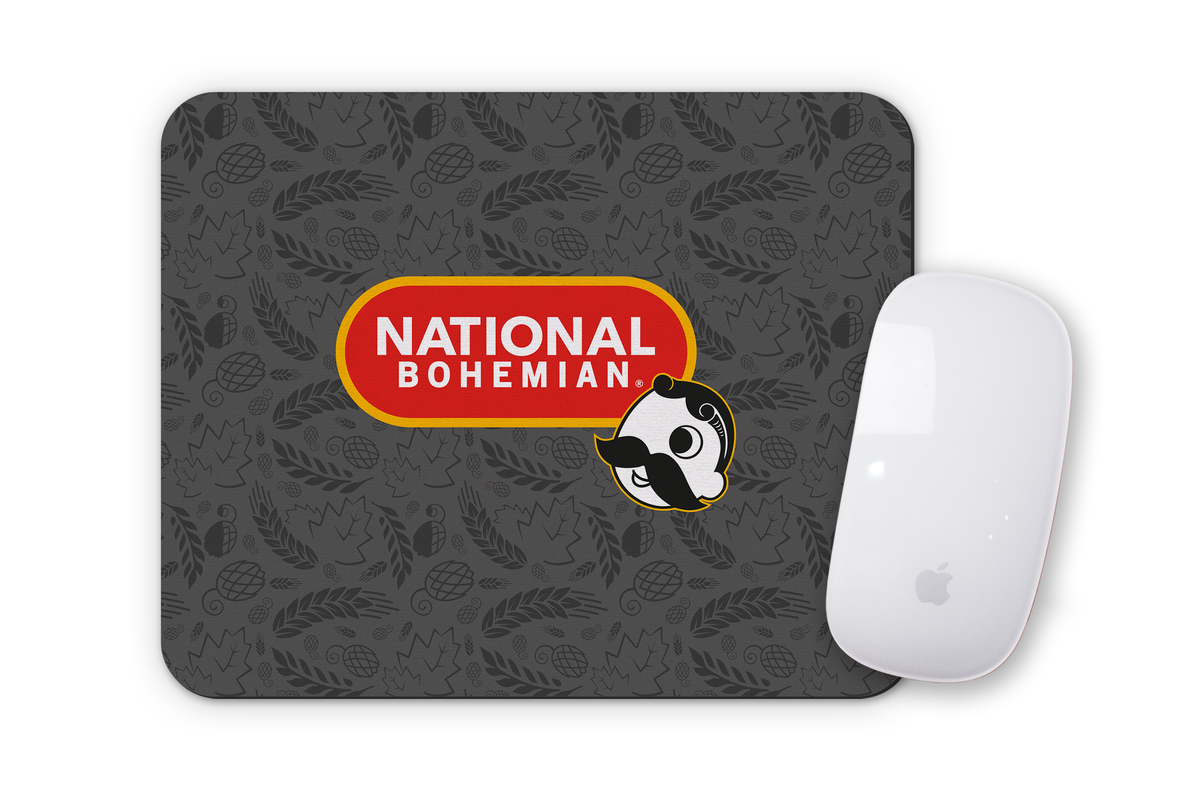 National Bohemian Pill Logo w/ Hops (Black) / Mouse Pad - Route One Apparel