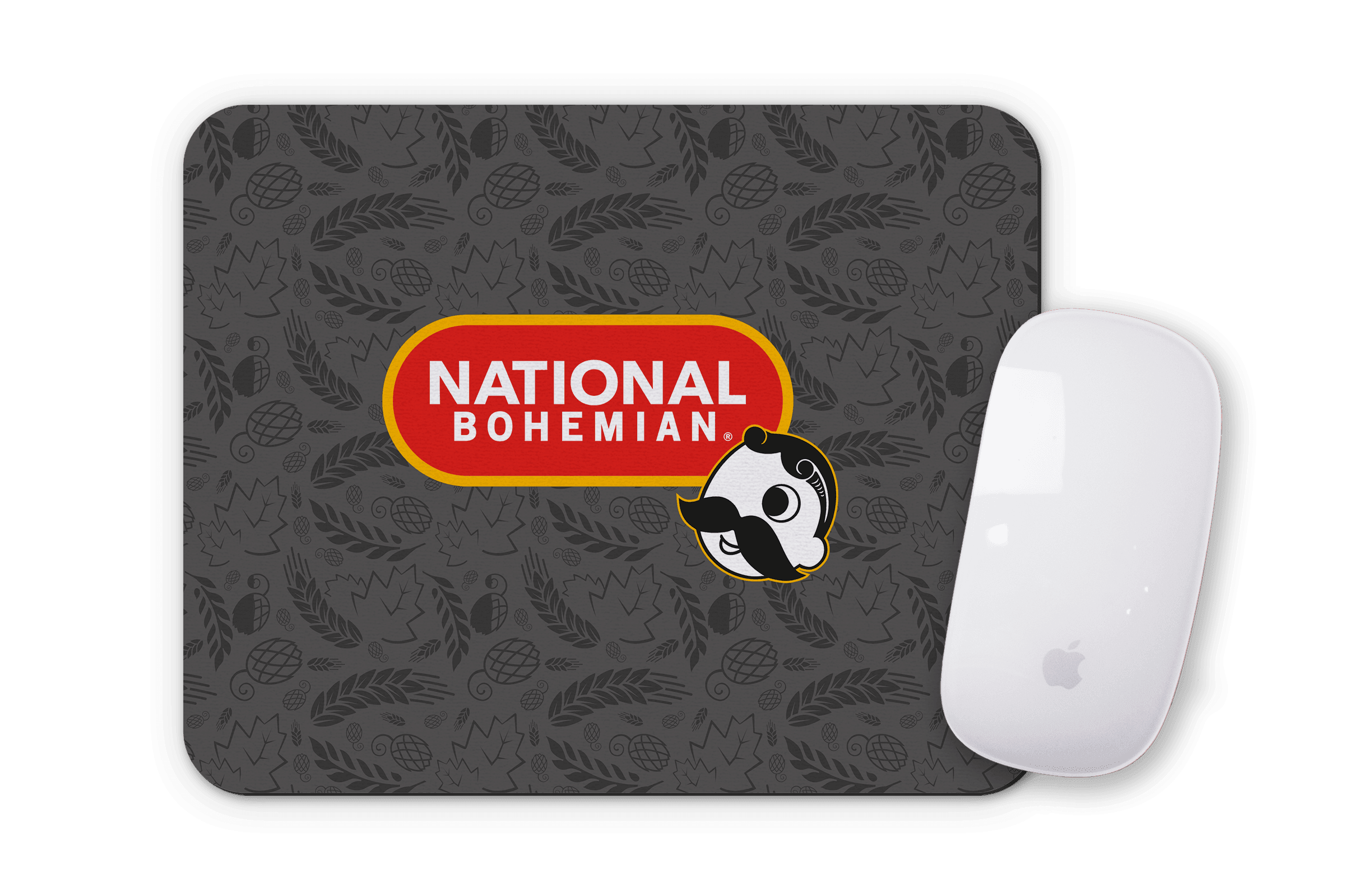 National Bohemian Pill Logo w/ Hops (Black) / Mouse Pad - Route One Apparel