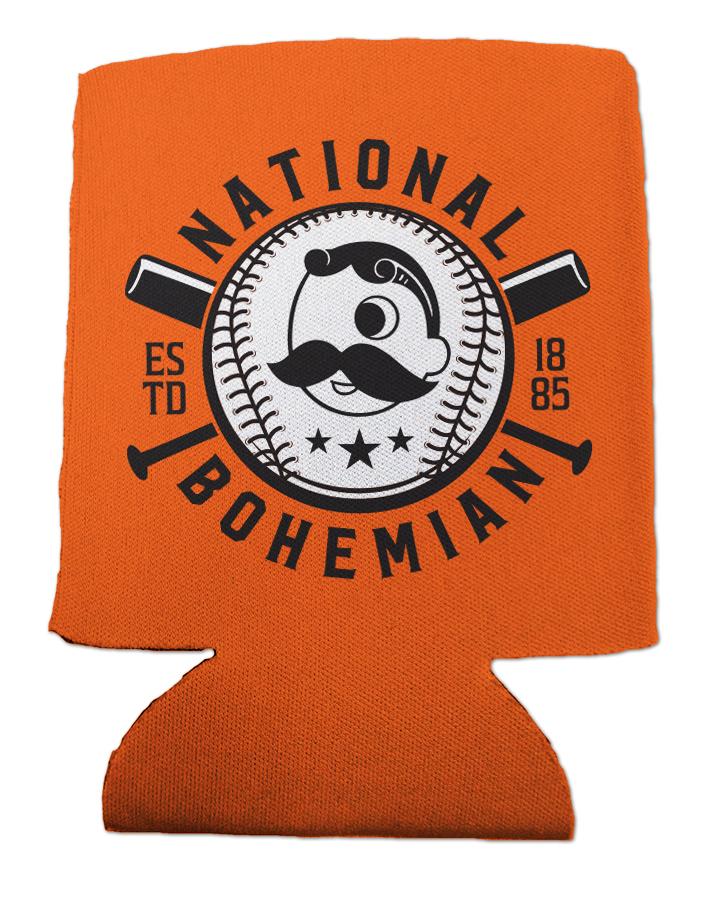 National Bohemian Baseball & Bat (Orange) / Can Cooler - Route One Apparel