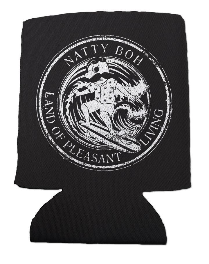 Retro Boh Wave Surfing (Black & White) / Can Cooler - Route One Apparel