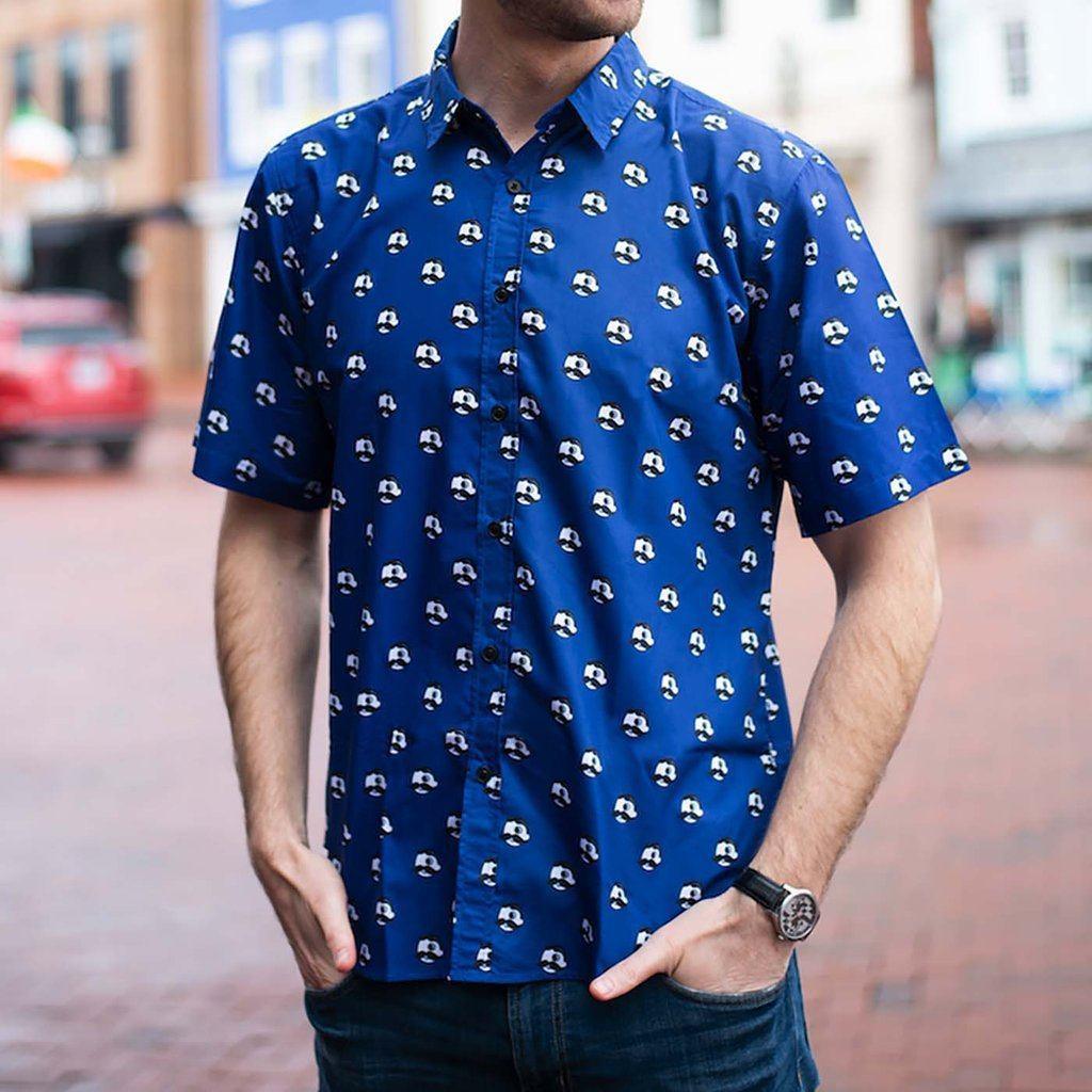 Natty Boh Logo Pattern (Navy Blue) / Hawaiian Shirt - Route One Apparel