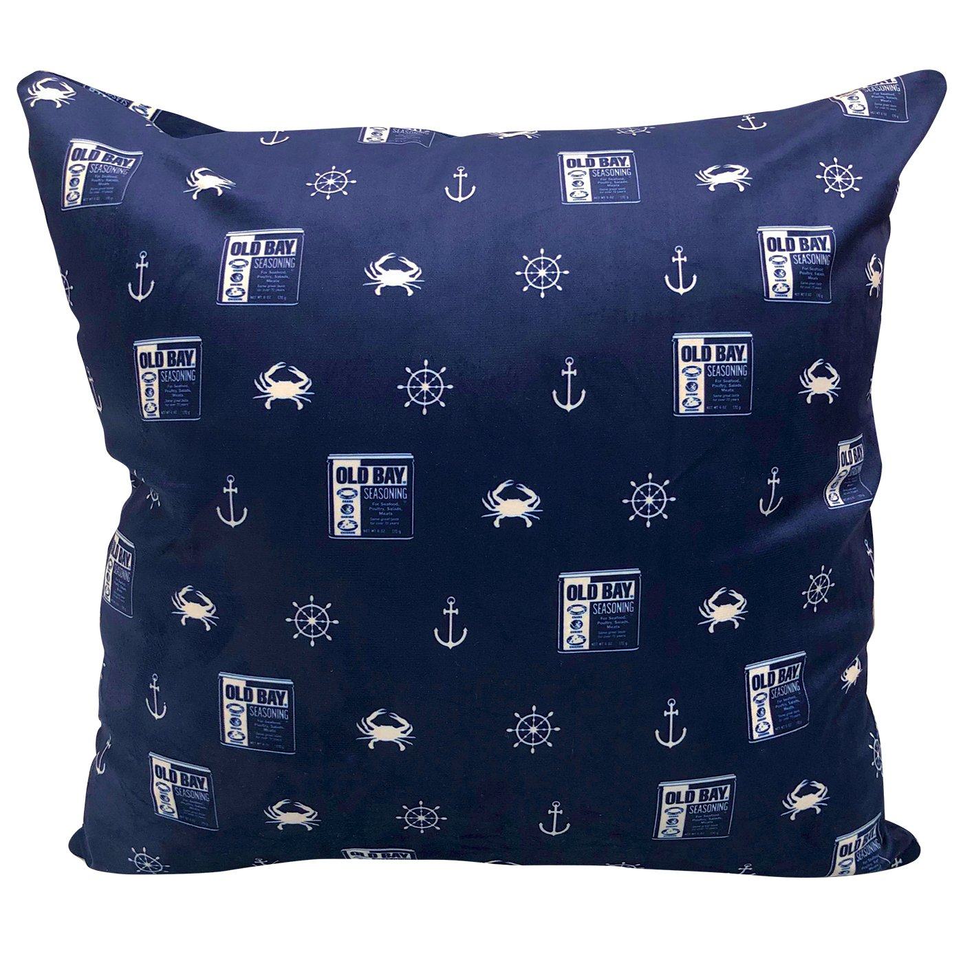 Nautical Crab, Anchor & Old Bay (Navy) / Throw Pillow - Route One Apparel