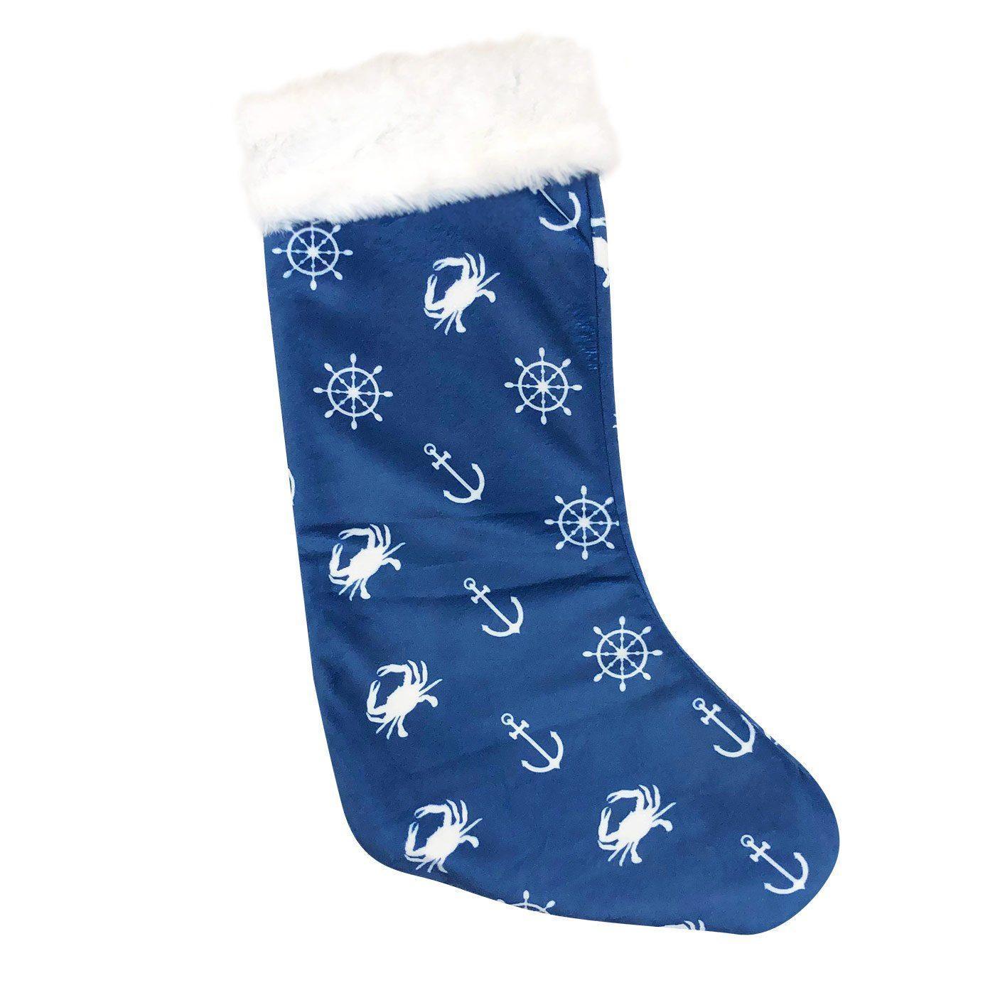 Nautical Crab and Anchor (Blue) / Christmas Stocking - Route One Apparel