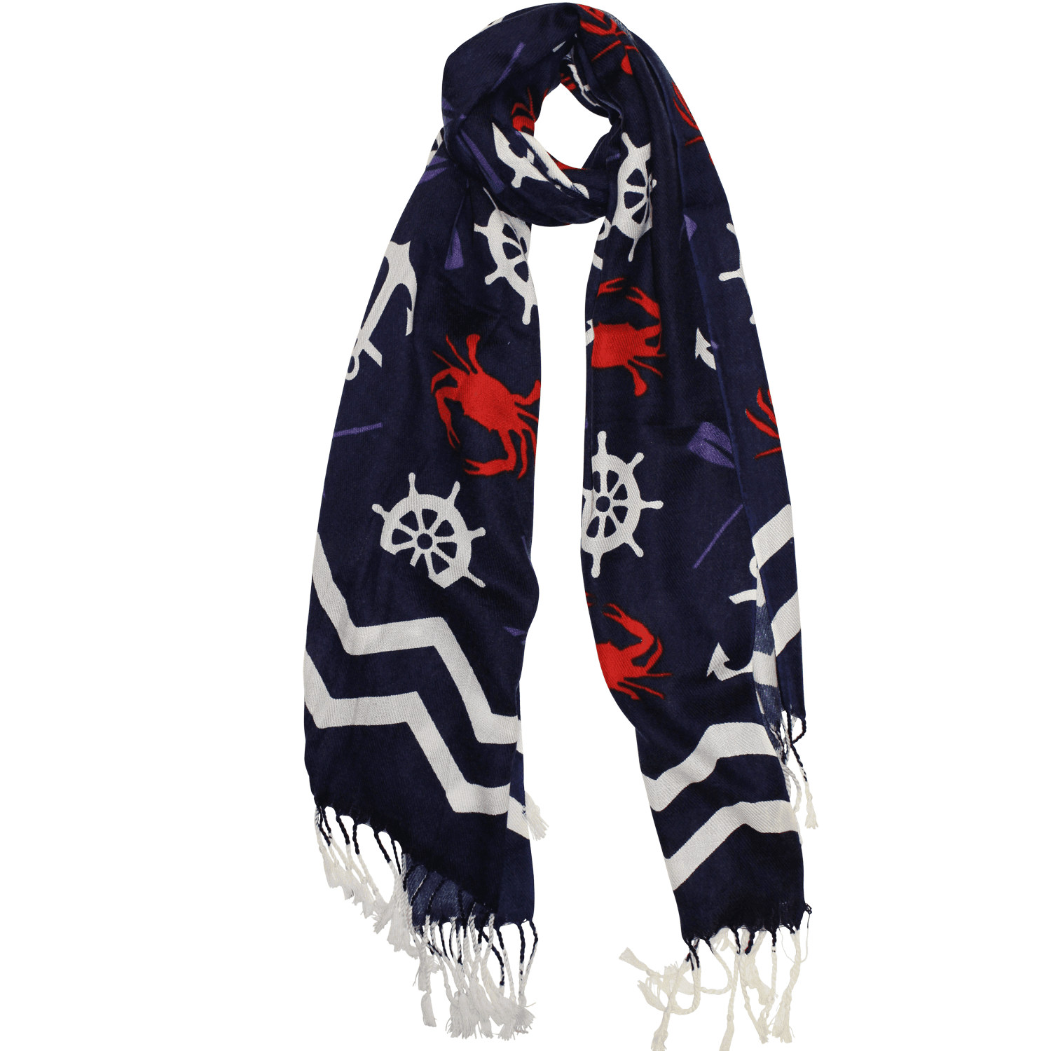 Chevron Crab and Anchor Design (Blue) / Scarf - Route One Apparel