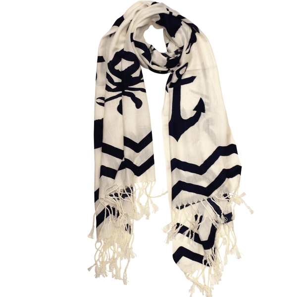 Chevron Crab and Anchor Design (White) / Scarf | Route One Apparel