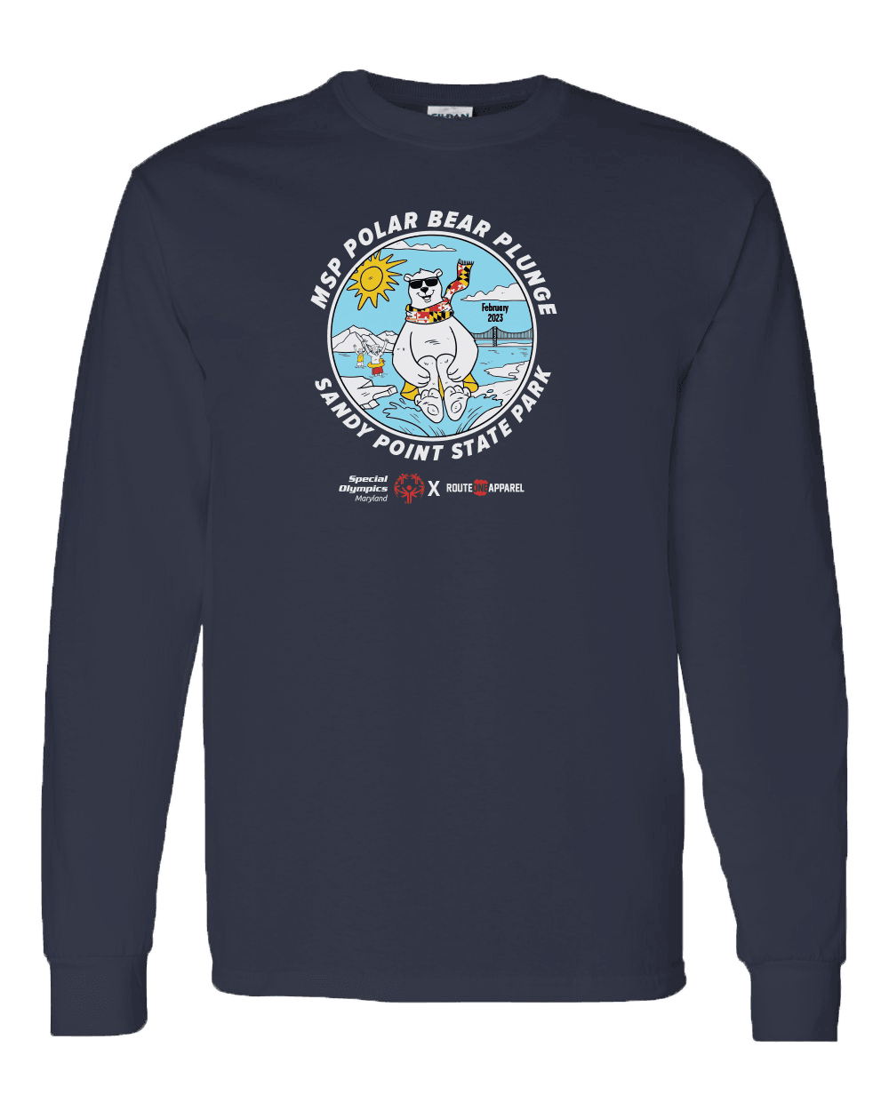 *PRE-ORDER* Special Olympics Polar Bear Plunge (Navy) / Long Sleeve Shirt - Route One Apparel