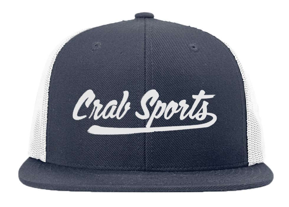 *COMING SOON* Crab Sports (Navy/White) / Flat Brim Trucker - Route One Apparel