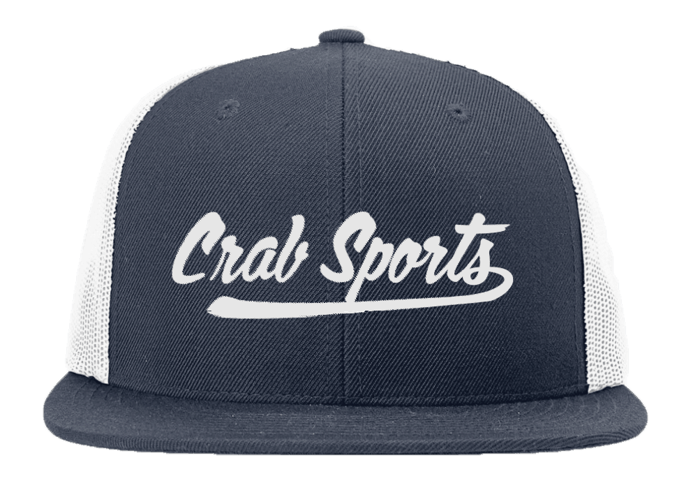 *COMING SOON* Crab Sports (Navy/White) / Flat Brim Trucker - Route One Apparel