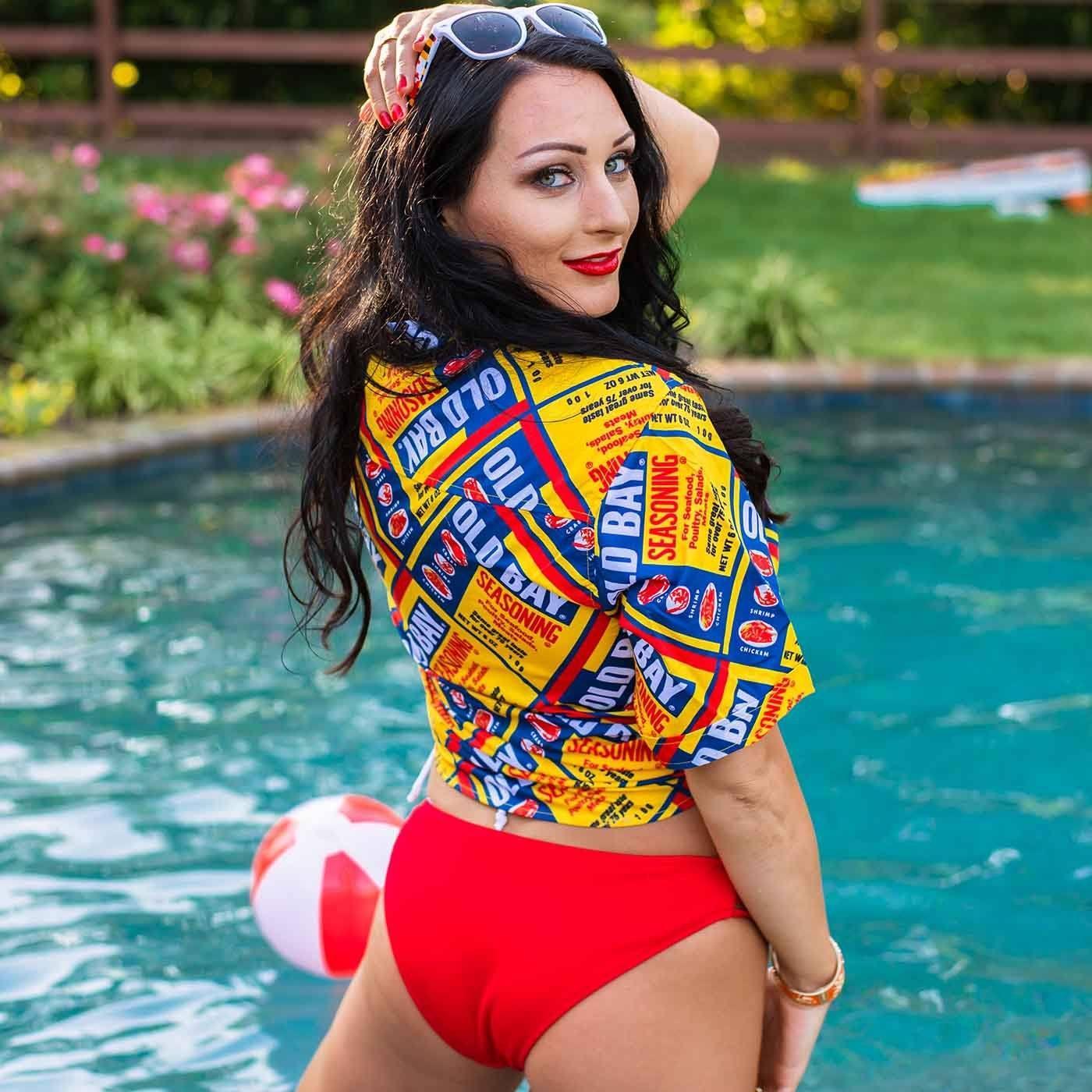 Flat Old Bay Can Pattern / Hawaiian Shirt - Route One Apparel