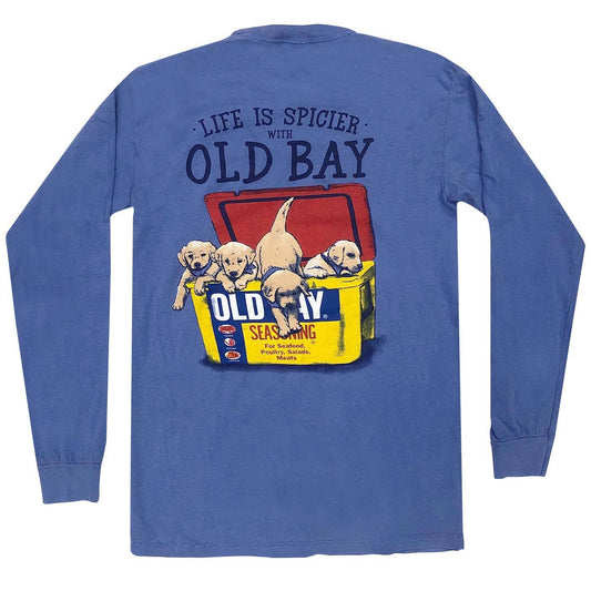 Old Bay Cooler with Puppies (Flo Blue) / Long Sleeve Shirt - Route One Apparel