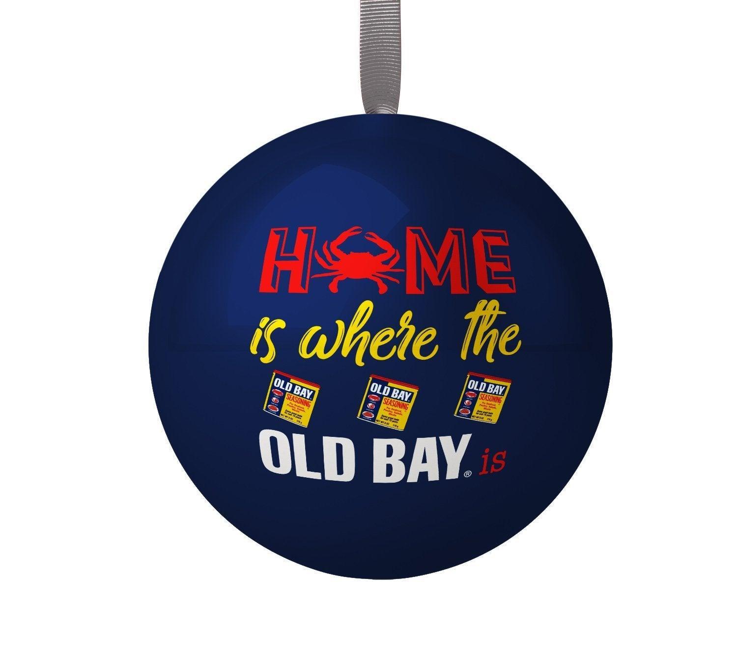 Home Is Where The Old Bay Is (Navy) / Tin Ball Ornament - Route One Apparel