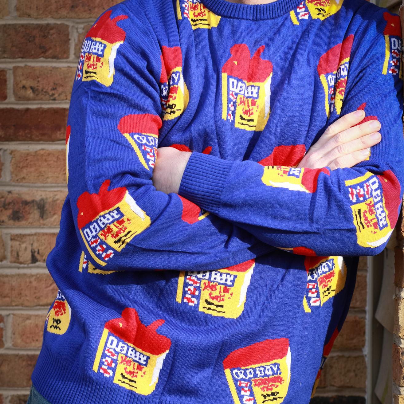 OLD BAY 3-D Can Pattern (Blue) / Knit Sweater - Route One Apparel