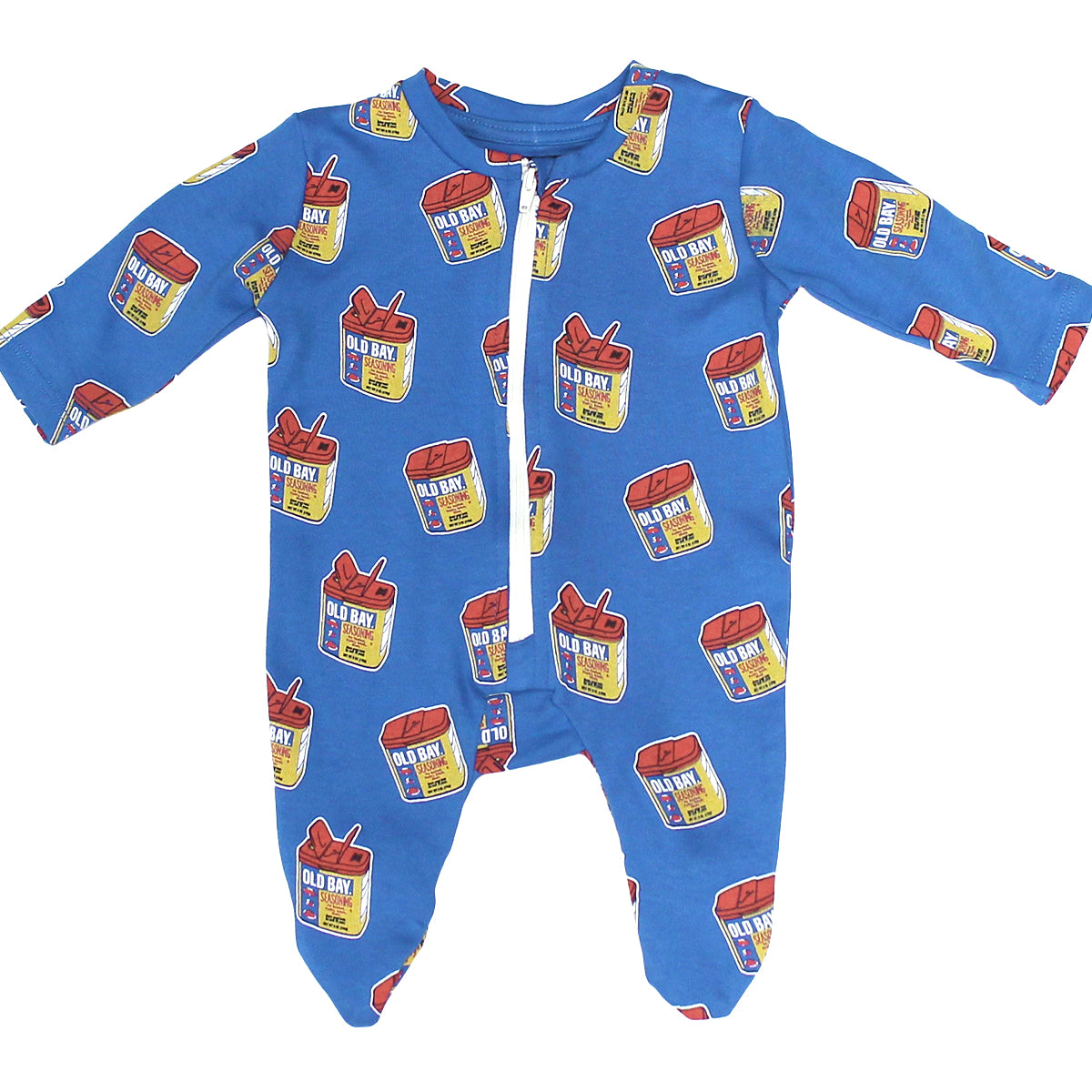 Old Bay 3-D Can Pattern Long Sleeve (Blue) / Baby Footie Onesie - Route One Apparel