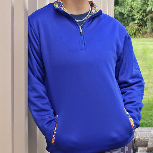 OLD BAY Pattern Logo Trim (Blue) / Pullover - Route One Apparel