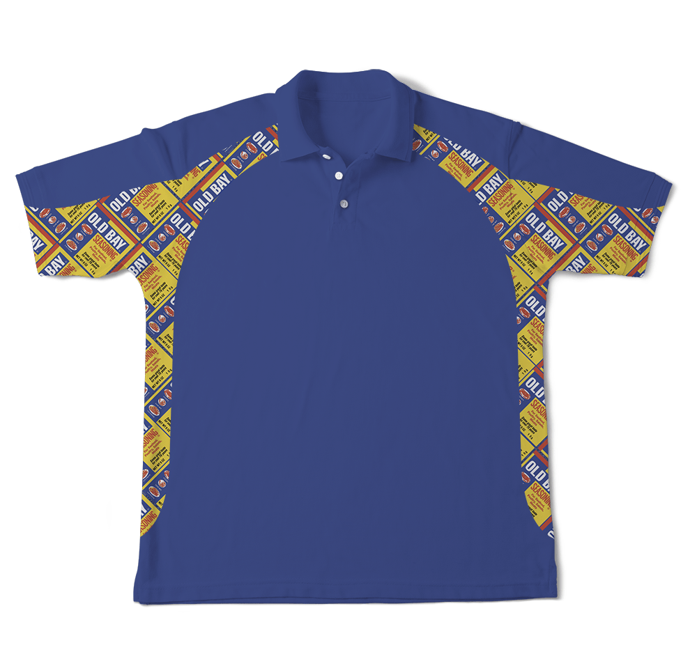 Flat Old Bay Can Side Pattern (Blue) / Polo - Route One Apparel