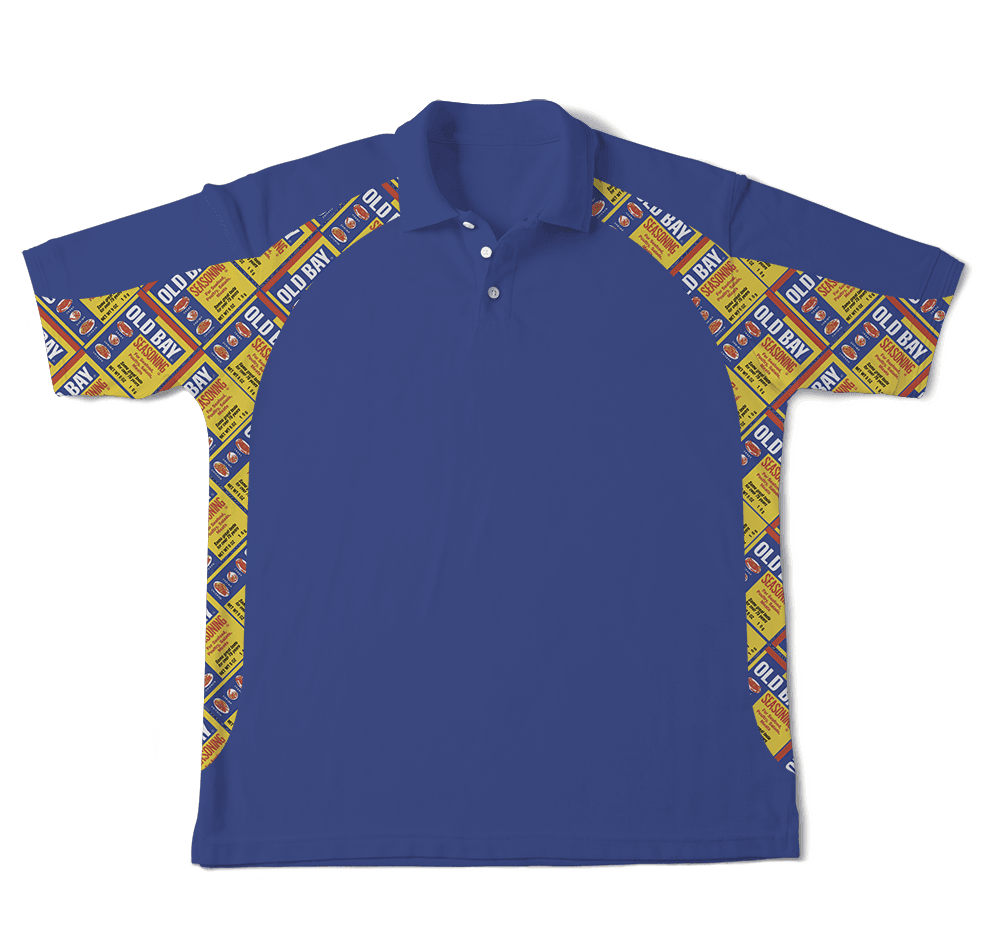 Flat Old Bay Can Side Pattern (Blue) / Polo - Route One Apparel