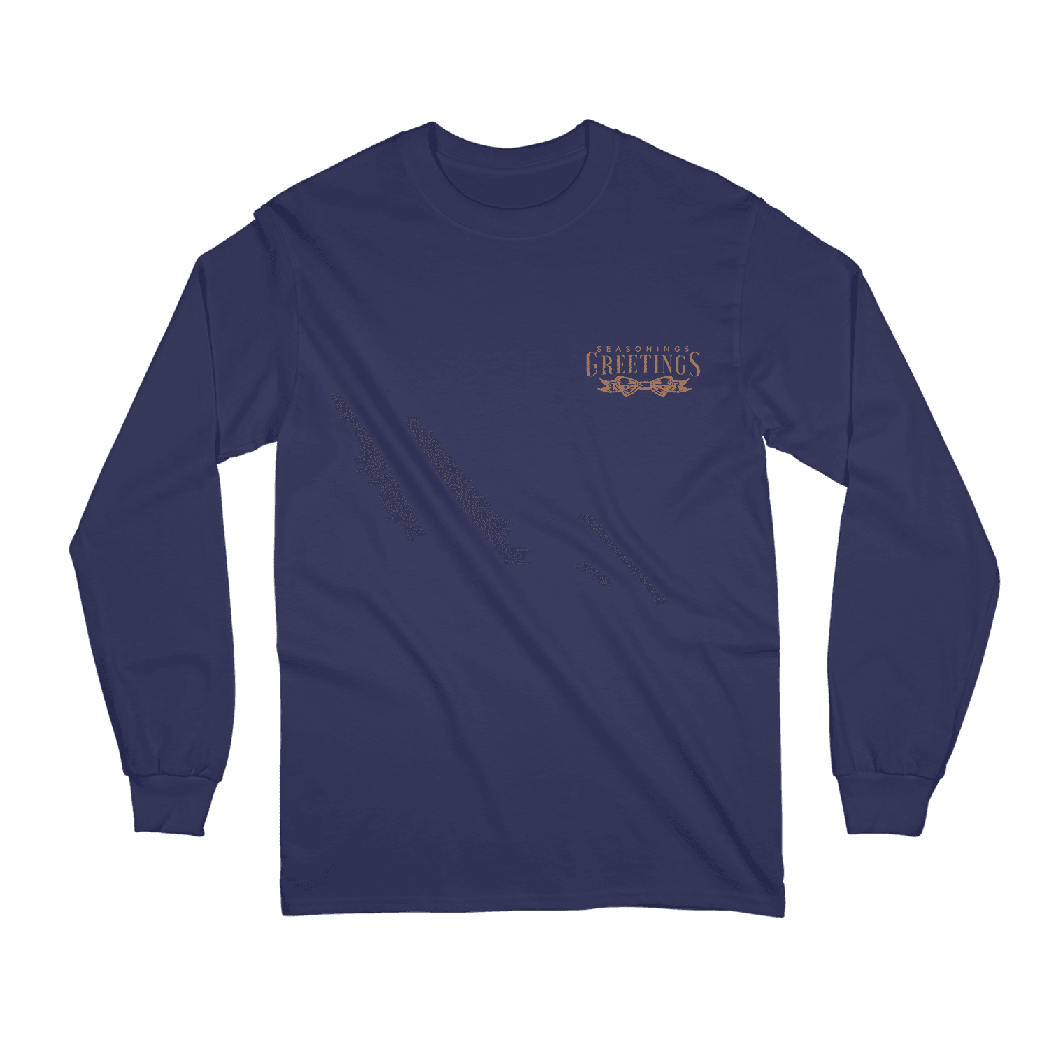 *PRE-ORDER* Seasonings Greetings with Holiday Wreath (Navy) / Long Sleeve Shirt (Estimated Ship Date: 12/15) - Route One Apparel