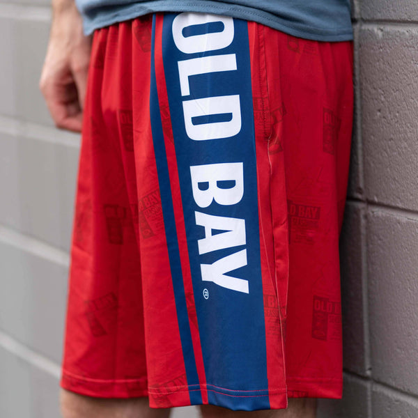 Old Bay Can w/ Logo Stripe (Red) / Running Shorts (Men) - Route One Apparel