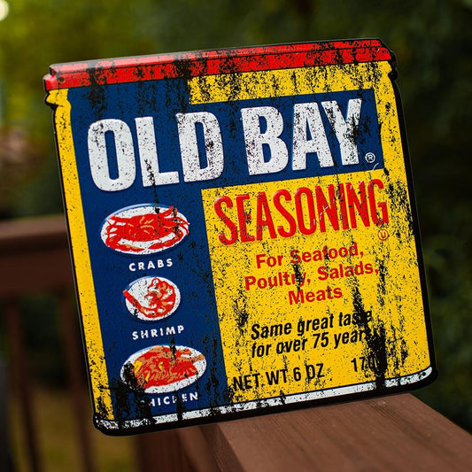 Distressed Old Bay Can / Aluminum Sign - Route One Apparel