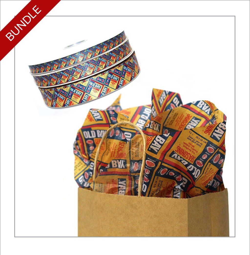 Flat Old Bay Can Pattern / Ribbon + Tissue Paper *BUNDLE* - Route One Apparel