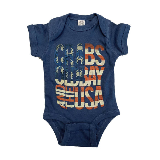 Crabs, Old Bay, & The USA (Vintage Navy) / Baby Onesie - Route One Apparel