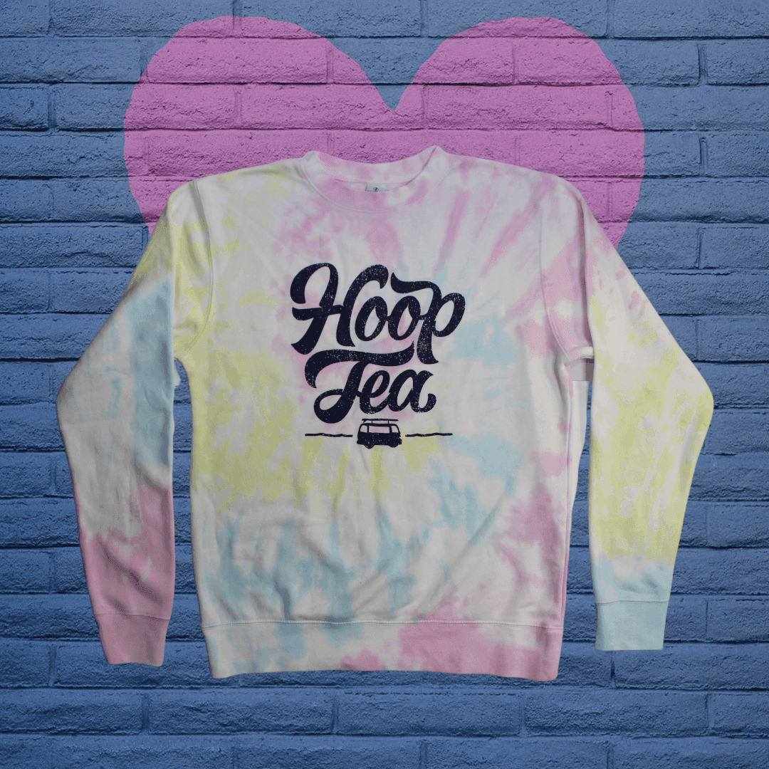 Hoop Tea Logo (Sunset Swirl Tie Dye) / Crew Sweatshirt - Route One Apparel