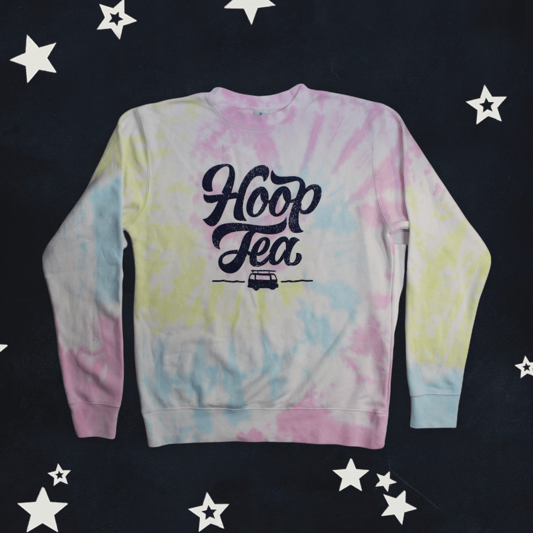 Hoop Tea Logo (Sunset Swirl Tie Dye) / Crew Sweatshirt - Route One Apparel