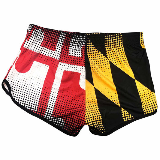 Maryland Flag Pixel Print / Athletic Shorts (Women) - Route One Apparel