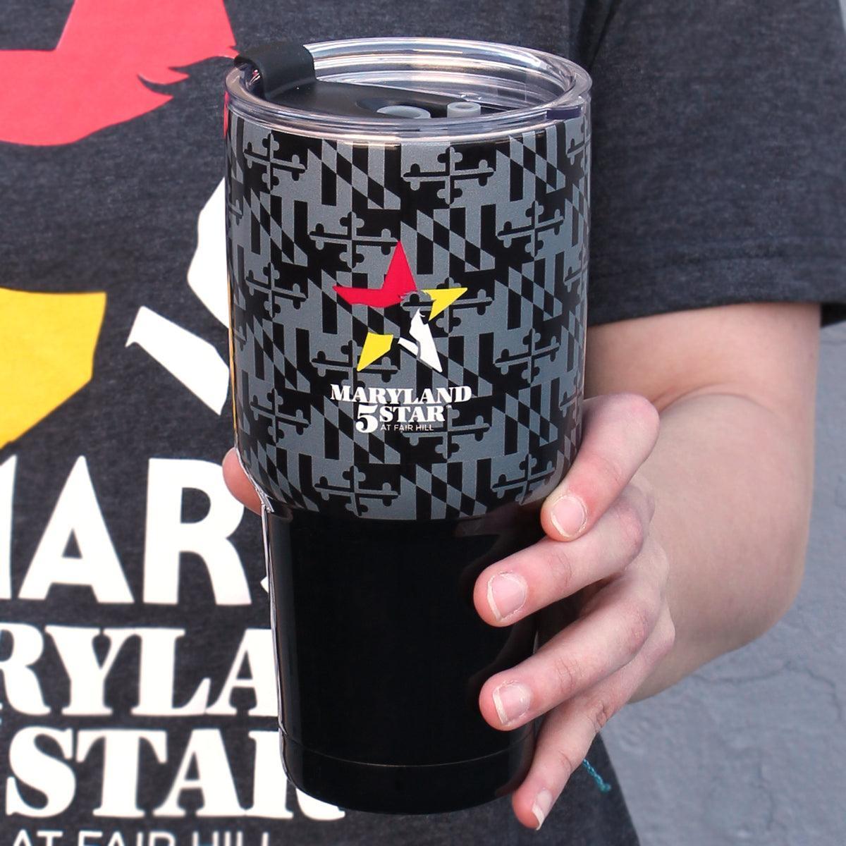 Maryland 5 Star Tonal State Flag (Black) / Large Tumbler - Route One Apparel