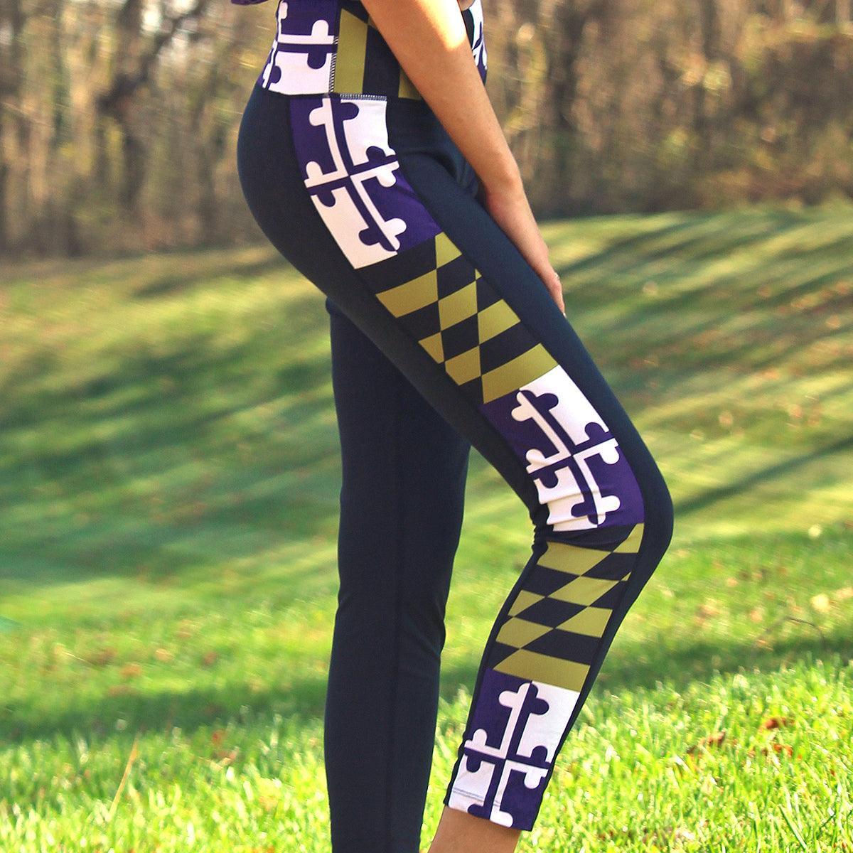 Purple & Gold Maryland Flag / Yoga Leggings - Route One Apparel
