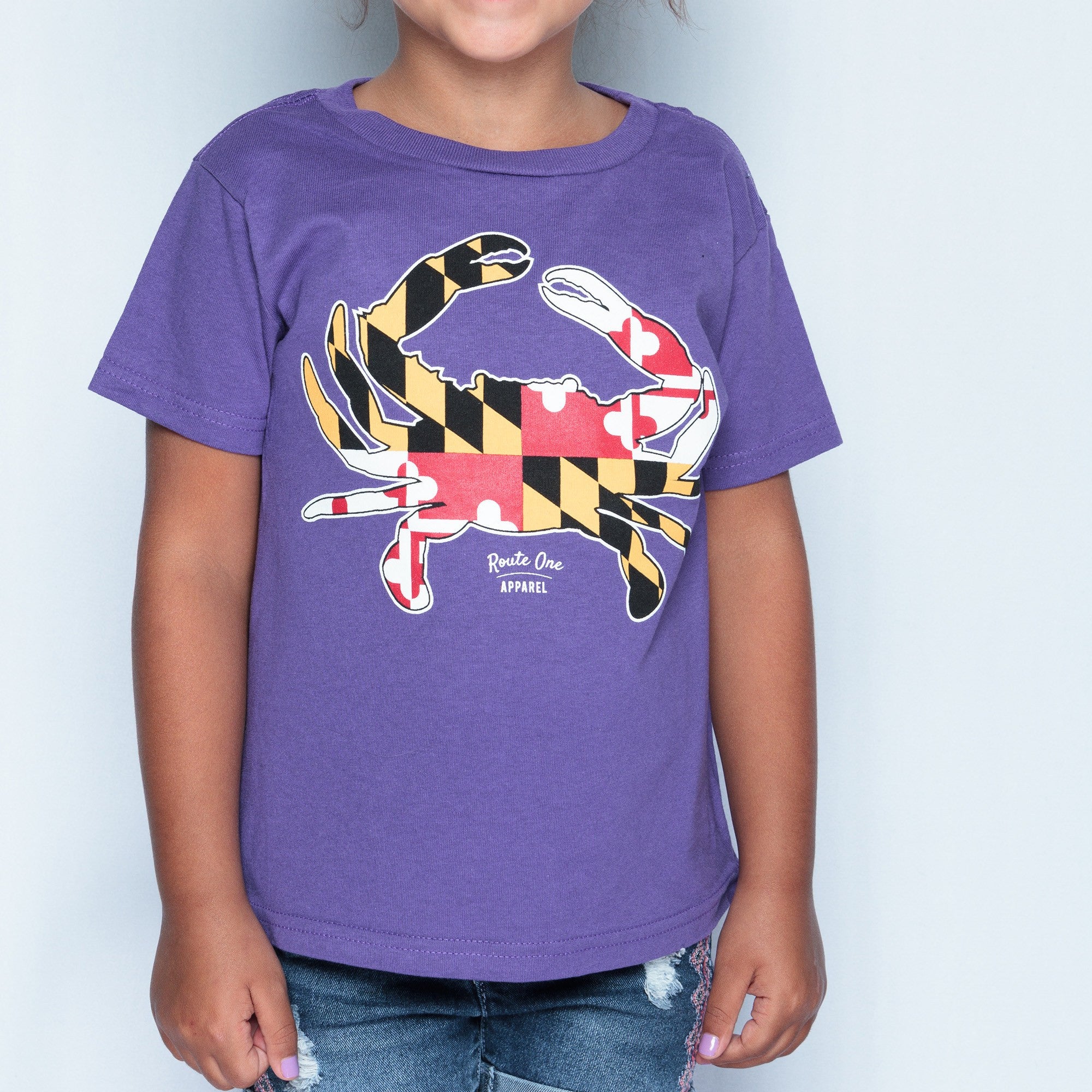 Maryland Full Flag Crab (Purple) / *Toddler* Shirt - Route One Apparel