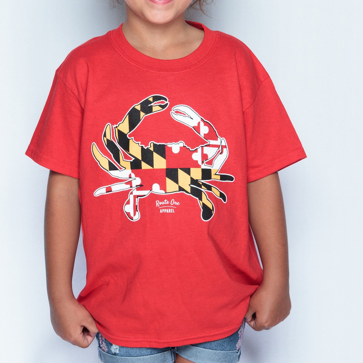 Maryland Full Flag Crab (Red) / *Youth* Shirt - Route One Apparel