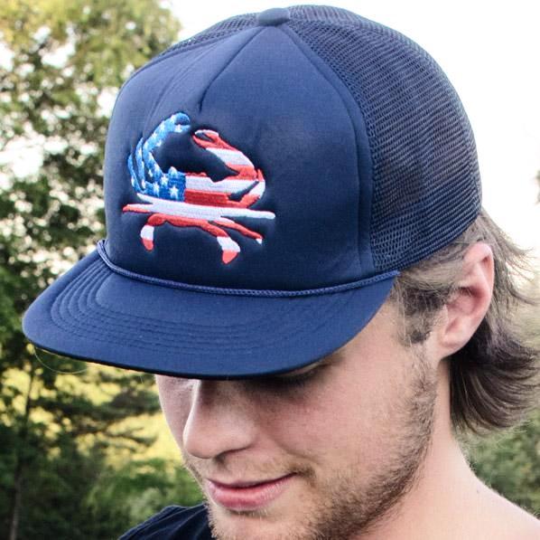 Route One Apparel - American Flag Crab (Navy) / Trucker Hat