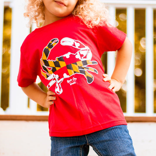 Maryland Full Flag Crab (Red) / *Toddler* Shirt - Route One Apparel