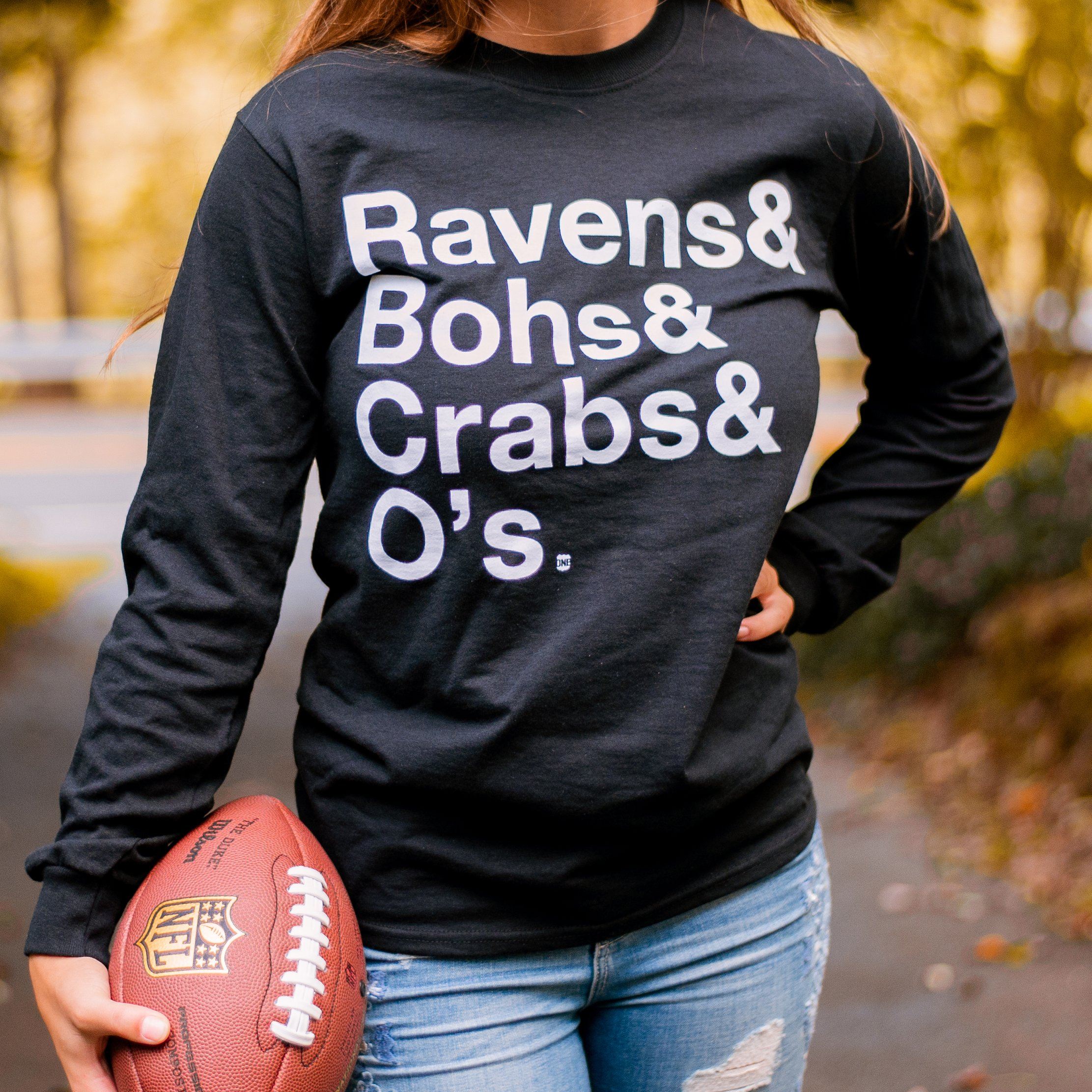 Ravens & Bohs & Crabs & O's Helvetica / Long Sleeve Shirt - Route One Apparel
