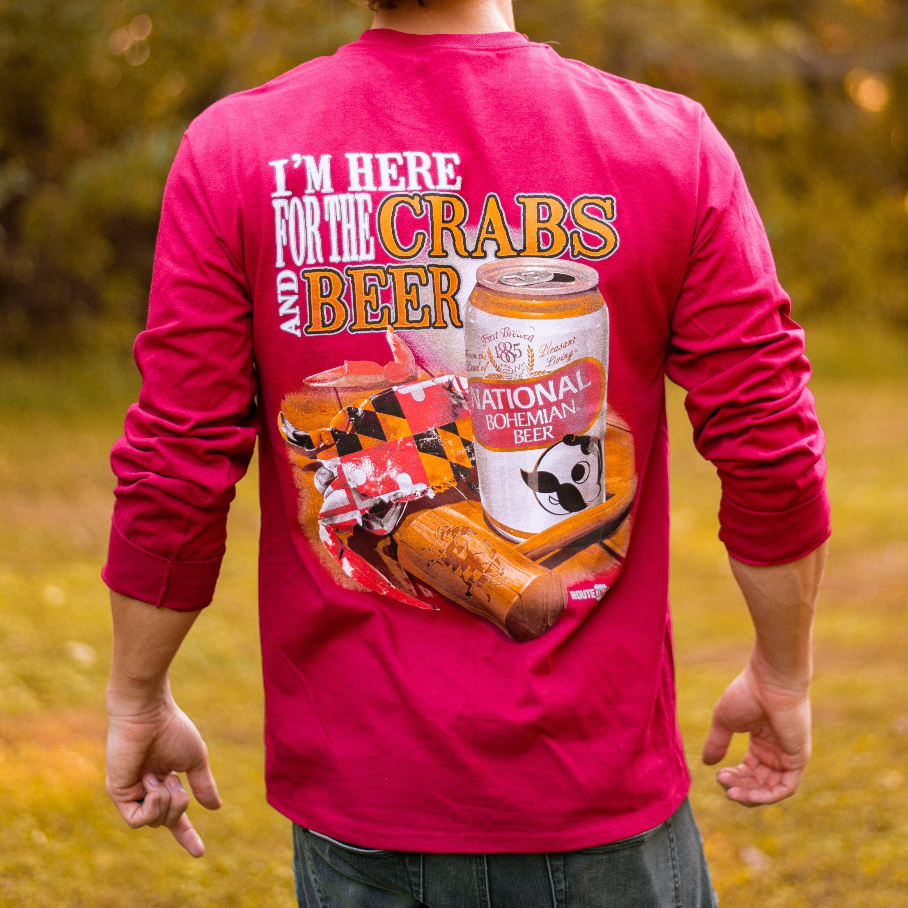 I'm Here for the Crabs & Beer (Cardinal) / Long Sleeve Shirt - Route One Apparel