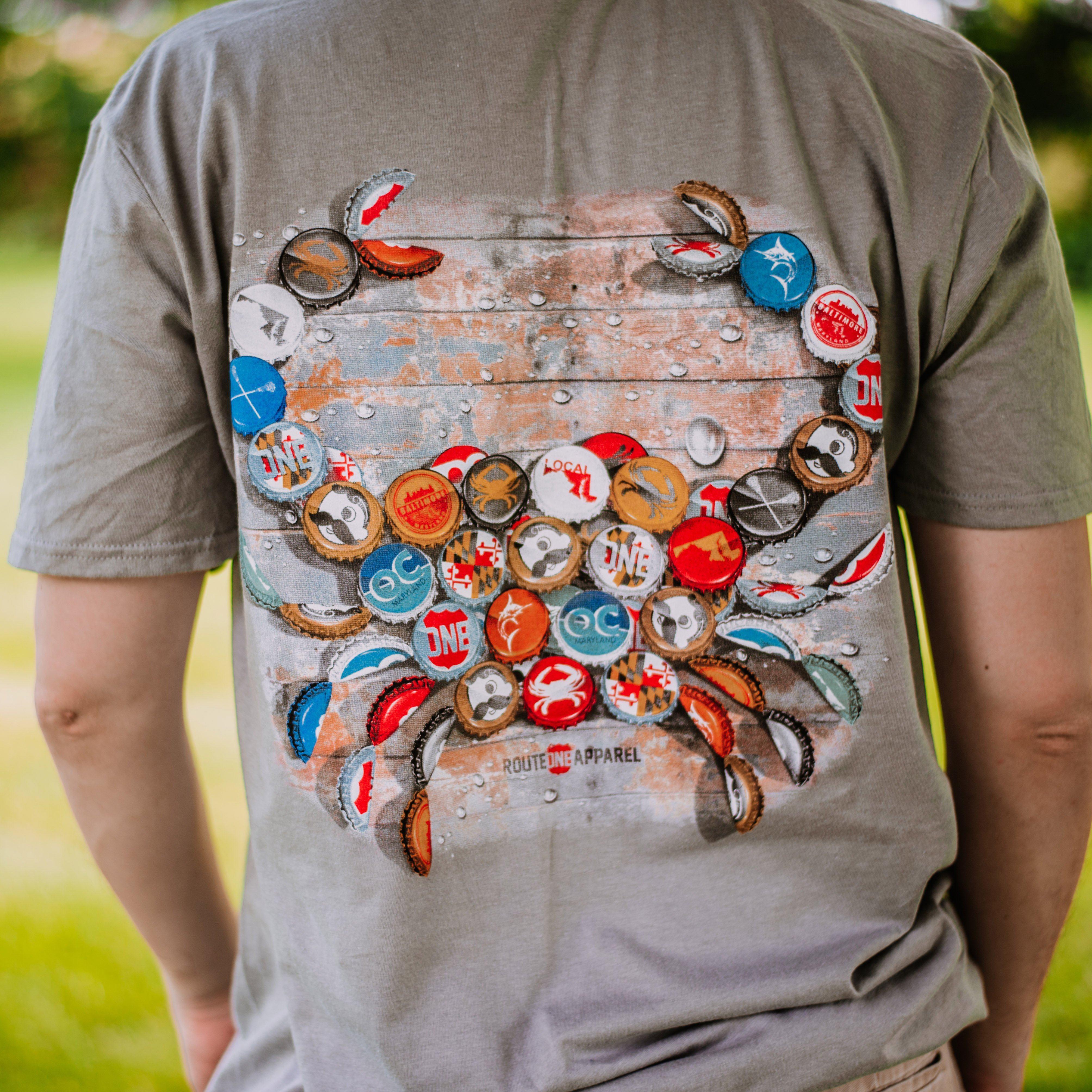 Natty Boh Bottle Cap (Storm Grey) / Shirt - Route One Apparel