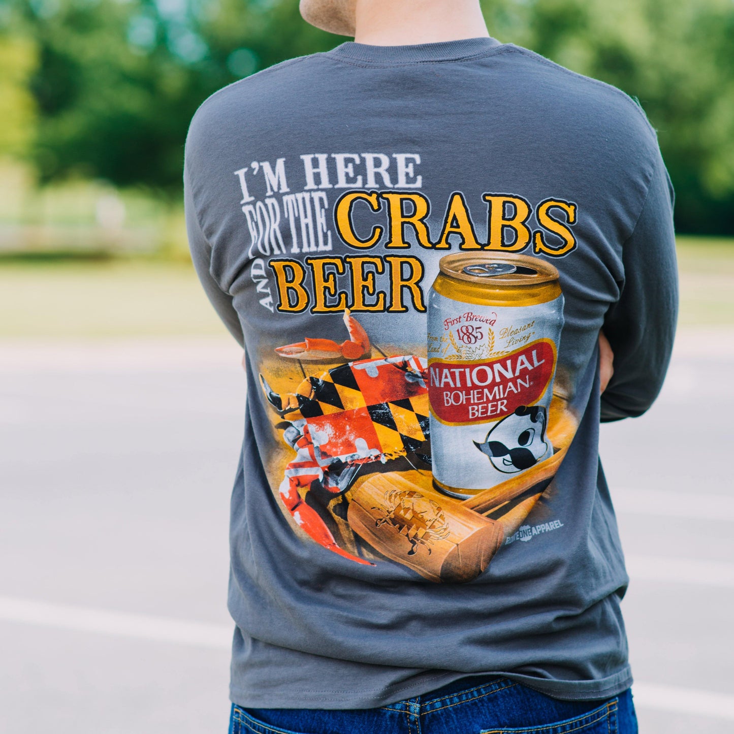 I'm Here for the Crabs & Beer (Charcoal) / Long Sleeve Shirt - Route One Apparel