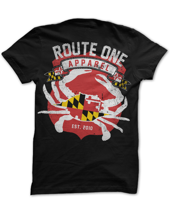 Route One Apparel Classic Flag & Crab (Black) / Shirt - Route One Apparel